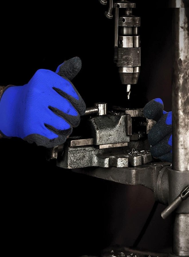 SSWW Multipurpose Heavy-Duty Reusable Washable Coated Work Safety Hand Gloves For Gardening Industrial Agricultural Cleaning For Men & Women Crinkle Coating Glove Hand Protection Safety Industrial Gloves Hand Gloves For Mechanical Risk Coated Work Gloves For Industrial Safety Anti-Cut Protection Hand Safety Gloves - Ideal For, Construction, Material Handling Industrial Safety Nylon Anti Cut - Resistant Hand Gloves (Color- Blue, Black) |Pack Of 1 Pair| - Image 4